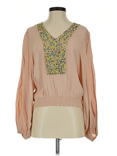 Pre-owned Maeve By Anthropologie 3/4 Sleeve Blouse In Tan