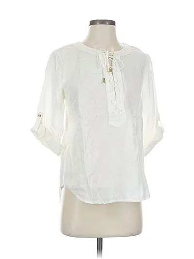Pre-owned Maeve By Anthropologie 3/4 Sleeve Blouse In White