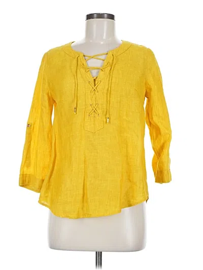 Pre-owned Maeve By Anthropologie 3/4 Sleeve Blouse In Yellow