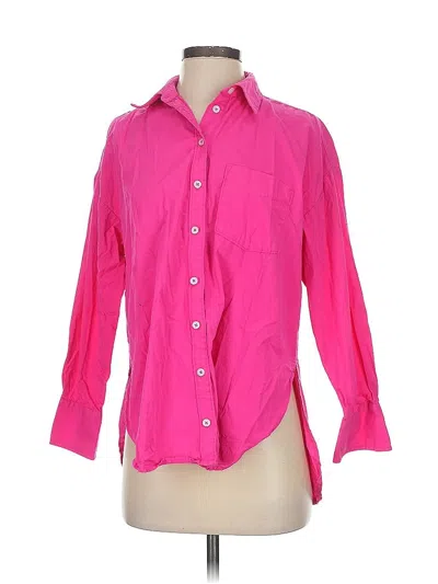 Pre-owned Maeve By Anthropologie 3/4 Sleeve Button Down Shirt In Pink