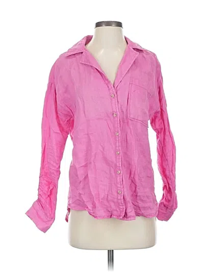 Pre-owned Maeve By Anthropologie 3/4 Sleeve Button Down Shirt In Pink