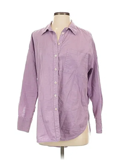 Pre-owned Maeve By Anthropologie 3/4 Sleeve Button Down Shirt In Purple