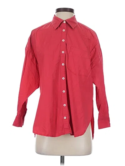 Pre-owned Maeve By Anthropologie 3/4 Sleeve Button Down Shirt In Red