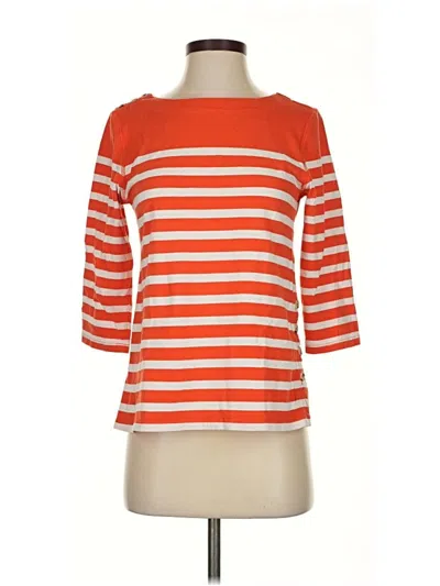 Pre-owned Maeve By Anthropologie 3/4 Sleeve Top Orange Boatneck Tops