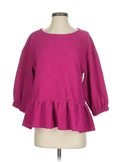 Pre-owned Maeve By Anthropologie 3/4 Sleeve Top Pink Boatneck Tops
