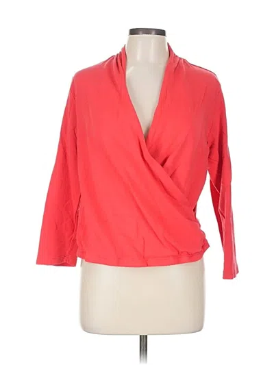 Pre-owned Maeve By Anthropologie 3/4 Sleeve Top Red Plunge Neckline Tops