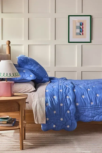 Maeve By Anthropologie Cotton Polka Dot Embroidered Quilt In Blue