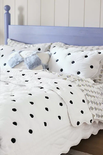 Maeve By Anthropologie Cotton Polka Dot Embroidered Quilt In White