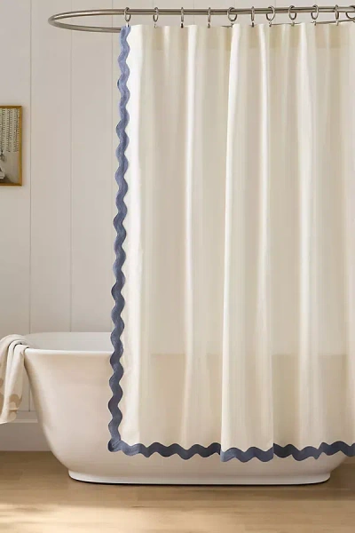 Maeve By Anthropologie Embroidered Scalloped Cotton Shower Curtain In Multi