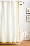 Maeve By Anthropologie Embroidered Scalloped Cotton Shower Curtain In Yellow