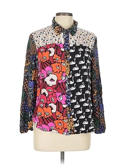 Pre-owned Maeve By Anthropologie Long Sleeve Blouse In Black