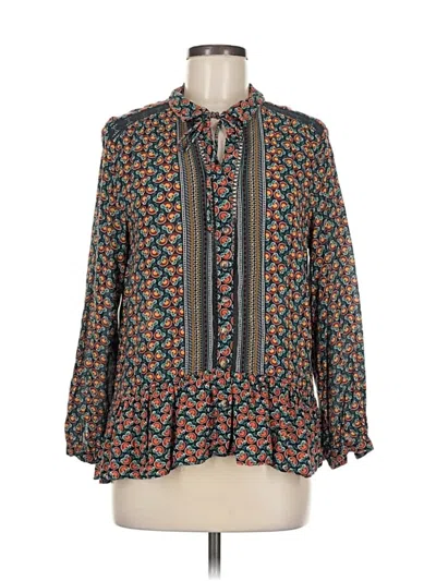 Pre-owned Maeve By Anthropologie Long Sleeve Blouse In Blue
