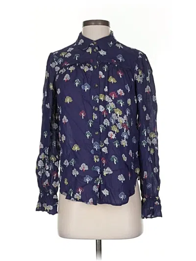 Pre-owned Maeve By Anthropologie Long Sleeve Blouse In Blue