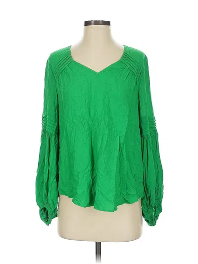 Pre-owned Maeve By Anthropologie Long Sleeve Blouse In Green