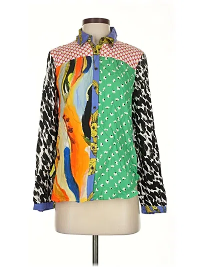 Pre-owned Maeve By Anthropologie Long Sleeve Blouse In Green