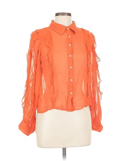 Pre-owned Maeve By Anthropologie Long Sleeve Blouse In Orange