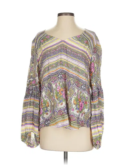 Pre-owned Maeve By Anthropologie Long Sleeve Blouse In Silver