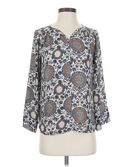 Pre-owned Maeve By Anthropologie Long Sleeve Blouse In Tan