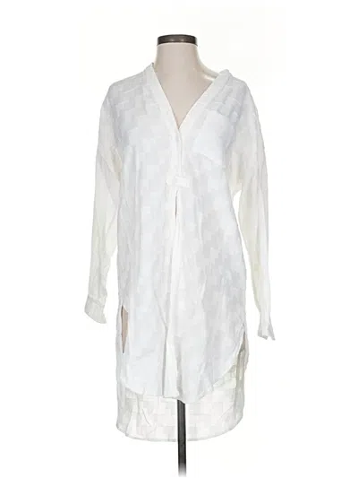 Pre-owned Maeve By Anthropologie Long Sleeve Blouse In White