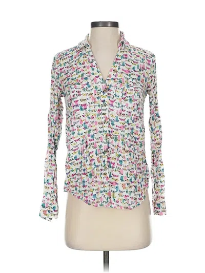 Pre-owned Maeve By Anthropologie Long Sleeve Blouse In White