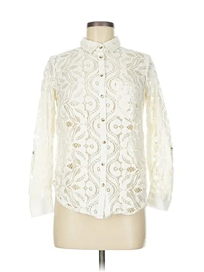 Pre-owned Maeve By Anthropologie Long Sleeve Blouse In White
