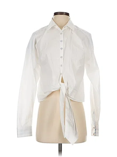 Pre-owned Maeve By Anthropologie Long Sleeve Blouse In White