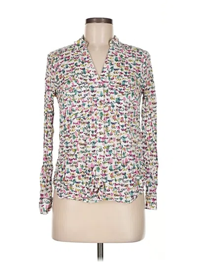 Pre-owned Maeve By Anthropologie Long Sleeve Blouse In White