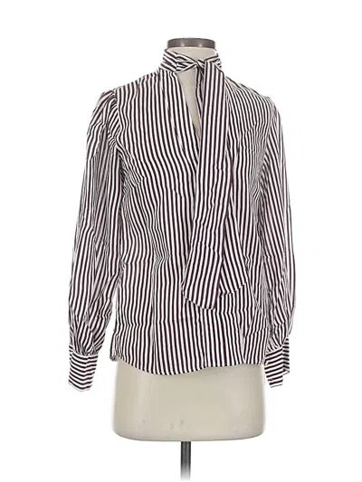 Pre-owned Maeve By Anthropologie Long Sleeve Blouse In White