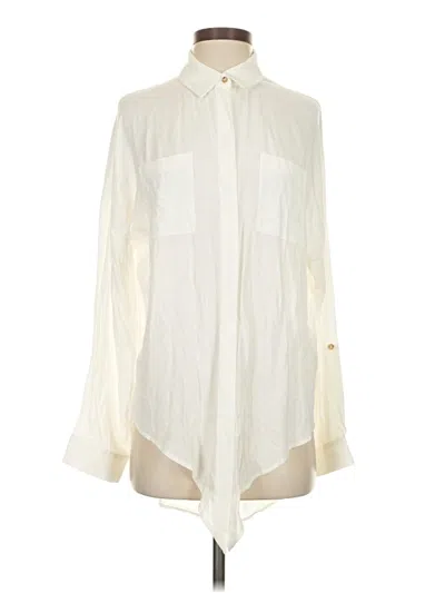 Pre-owned Maeve By Anthropologie Long Sleeve Blouse In White
