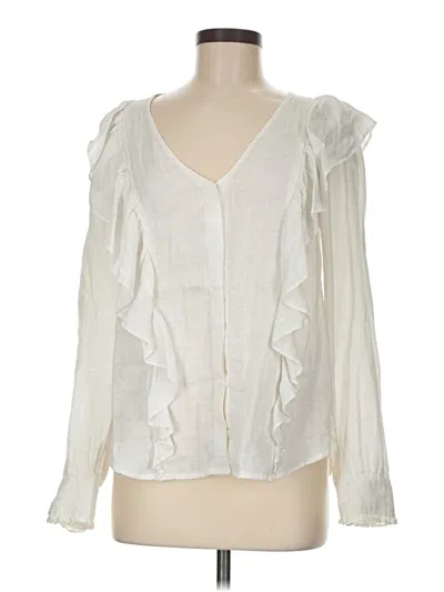 Pre-owned Maeve By Anthropologie Long Sleeve Blouse In White