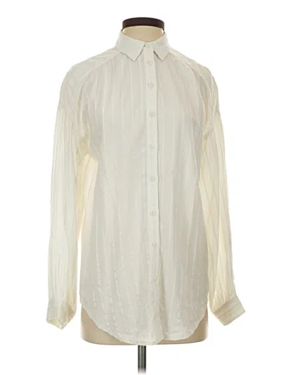 Pre-owned Maeve By Anthropologie Long Sleeve Blouse In White