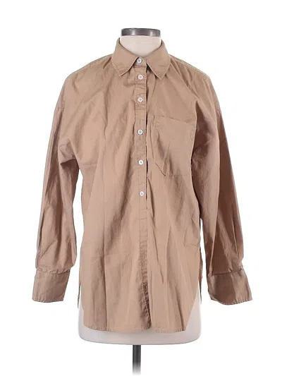 Pre-owned Maeve By Anthropologie Long Sleeve Button Down Shirt In Brown