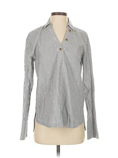 Pre-owned Maeve By Anthropologie Long Sleeve Button Down Shirt In Gray
