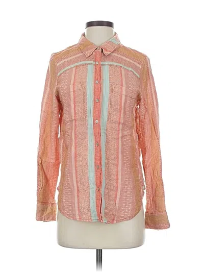 Pre-owned Maeve By Anthropologie Long Sleeve Button Down Shirt In Orange