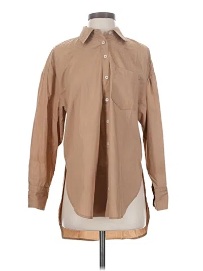 Pre-owned Maeve By Anthropologie Long Sleeve Button Down Shirt In Tan