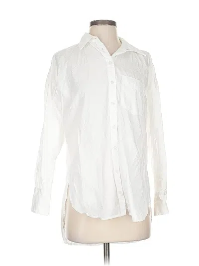 Pre-owned Maeve By Anthropologie Long Sleeve Button Down Shirt In White