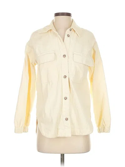 Pre-owned Maeve By Anthropologie Long Sleeve Button Down Shirt In White