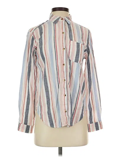 Pre-owned Maeve By Anthropologie Long Sleeve Button Down Shirt In White