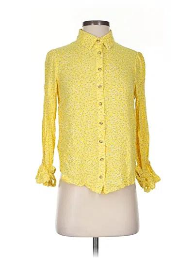 Pre-owned Maeve By Anthropologie Long Sleeve Button Down Shirt In Yellow