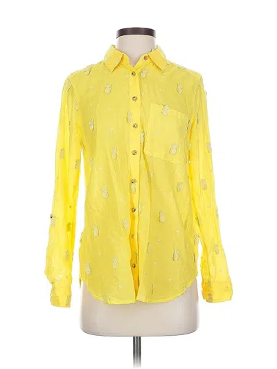 Pre-owned Maeve By Anthropologie Long Sleeve Button Down Shirt In Yellow