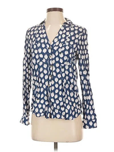 Pre-owned Maeve By Anthropologie Long Sleeve Polo In Blue