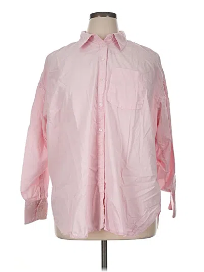 Pre-owned Maeve By Anthropologie Long Sleeve Polo In Pink