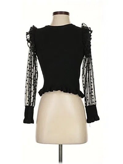 Pre-owned Maeve By Anthropologie Long Sleeve Top Black Crew Neck Tops