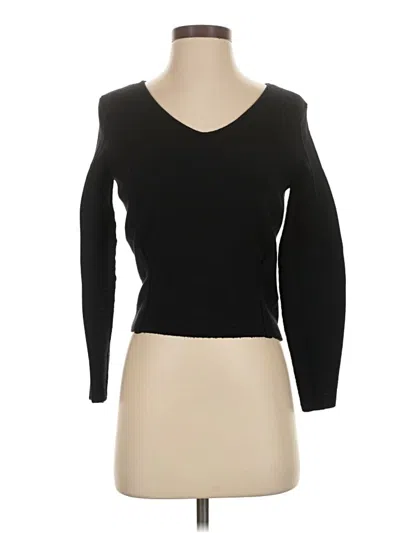 Pre-owned Maeve By Anthropologie Long Sleeve Top Black V Neck Tops