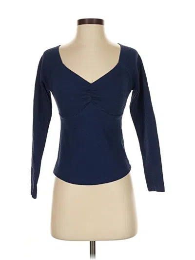 Pre-owned Maeve By Anthropologie Long Sleeve Top Blue Sweetheart Neckline Tops