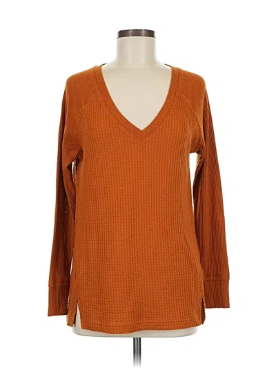 Pre-owned Maeve By Anthropologie Long Sleeve Top Orange V Neck Tops