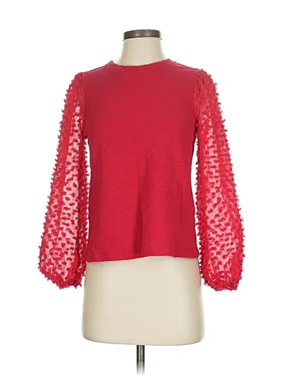 Pre-owned Maeve By Anthropologie Long Sleeve Top Red Mock Neckline Tops
