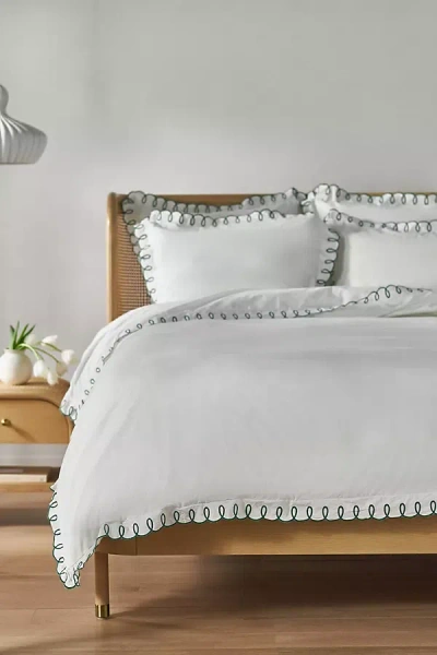 Maeve By Anthropologie Looped Organic Percale Duvet Cover In White