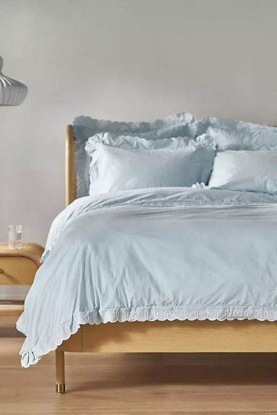 Maeve By Anthropologie Looped Organic Percale Duvet Cover In Blue