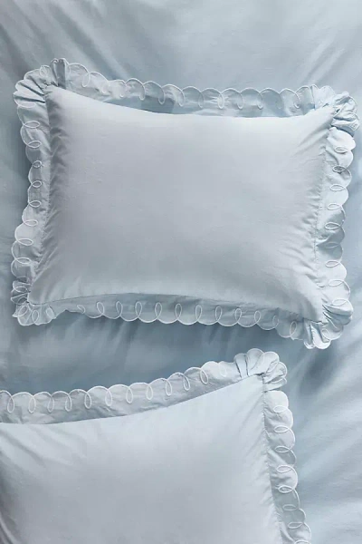 Maeve By Anthropologie Organic Cotton Looped Embroidered Shams, Set Of 2 In Blue